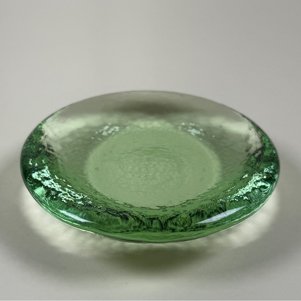 Vintage Recycled Glass “Fire and Light” Paperweight/Candle Stand Base 4”